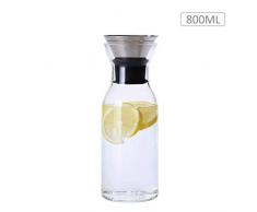 fervory Glas Tropffreie Karaffe Mit Edelstahl-Silikon-Klappdeckel - Glas-Wasserkrug Kühlschrank-Karaffe Eisteezubereiter 800ML / 1000ML