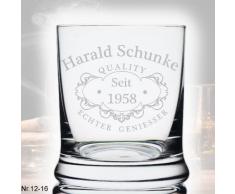 polar-effekt Leonardo Whiskyglas Personalisiert 350 ml - Tumbler für Whiskey, Scotch und Co - Männer-Geschenk mit Gravur Name und Jahreszahl - Motiv Quality Whisky