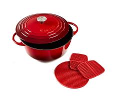 Uno Casa Emaillierter Dutch Oven mit Deckel, Emailliertes 5,6-Liter Kochtopf Set mit Silikongriffen