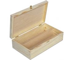 Creative Deco Wein-Kiste aus Natürliches Kiefern-Holz | Wein-Box für 2 Flaschen mit Deckel und Verschluss | 35 x 20 x 9,5 cm | Perfekt für Decoupage, Lagerung, Dekoration oder als Geschenk-Holzkiste