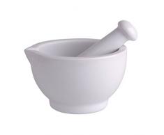 Keramik Mörser mit Stößel 10,5cm Gewürzmörser Küchenmörser weiß