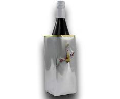 3 x Premium Flaschenkühler, 3 Stück Kühlmanschette zum Kühlen von Flaschen, von BioMark mit Klettverschluss (41cm x 19cm) 0,5 bis 1 Liter Flaschen (Silber Gold)