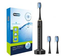 ITECHNIK Elektrische Zahnbürste Schallzahnbürste, mit TPU-Griff, induktiver Schnellladung, 5 Bürstenmodi, wasserdicht, intelligenter Timer, 3 Aufsteckbürsten&abdeckungen, ST-102 (Schwarz)