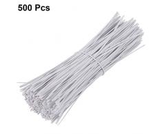 Yarnow 500 Stück 6-Zoll-Kabelbinder Wiederverwendbare Kabelbinder Flexible Haltbare Kabelbinder für Draht Brottasche Bonbontüten Oder Gartengeräte Weiß