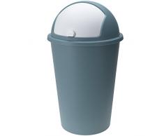 Deuba Abfalleimer 50L mit Schiebedeckel 68cm x 40cm blau - Mülleimer Müllbehälter Abfallbehälter I Büro Küche Bad