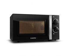 Klarstein myWave - Mikrowellen-Ofen, Mikrowellengerät, 700 W Leistung, 20 L Garraum, ür kleine Haushalte, ultrakompakt, Sichtfenster, 6 Leistungsstufen, Timer, Edelstahl, schwarz
