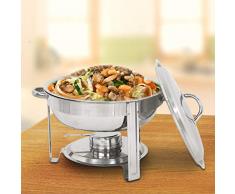 Cocoarm Runder Chafing Dish Standfuß 3.5L Edelstahl Speisenwärmer mit Alkoholofen für Catering, Buffet und Party, Durchmesser 34cm