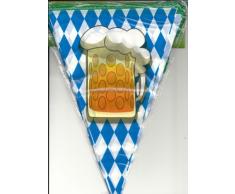 1 WIMPELKETTE GIRLANDE 6m / KUNSTSTOFF MOTIV BIERKRUG MIT RAUTE OKTOBERFEST