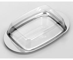 chg 14003-04 Butterdose aus rostfreiem Edelstahl mit Klarsichtdeckel, 19 x 11 x 4, 5 cm