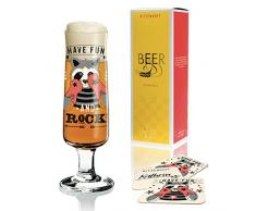 RITZENHOFF Beer Bierglas von Kathrin Stockebrand, aus Kristallglas, 300 ml, mit fünf Bierdeckeln