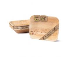 BIOZOYG Hochwertige Einweg Suppenteller tief rechteckig I 16 x 13 cm 25 Stück Snackschale Palmblattgeschirr Pastateller Salatschale I kompostierbares Einweggeschirr biologisch abbaubar