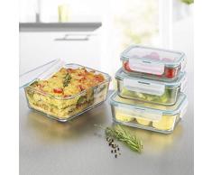 GOURMETmaxx Glas-Frischhaltedosen klick-it 16 TLG. | Spülmaschinen- Mikrowellen- und Gefrierschrankgeeignet | Deckel BPA-frei mit Silikon Dichtungsring und 4-Fach-klick-Verschluss [smaragdgreen]