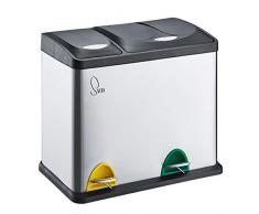 SVITA TC2 Combo26 Papierkorb Mülleimer Mülltrennung Edelstahl 8L+18L Silber