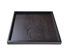 Liapianyun Serviertablett Aus Massivem Holz Rechteckig Teetablett,Holz Für Tee Getränke Snacks Speisen 30 * 30,Schwarz