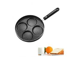 MAIFENGLE Spezialpfanne für Spiegeleier 24cm Aluminium, für Gasherde geeignet, 4 Gitter, Antihaft Beschichtung Schwarz