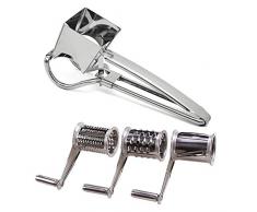 Rotary Käsereibe – KeepingcooX Gemüse Käse Cutter Schneide Aktenvernichter mit 3 wechselnden Rotary Ultra Sharp Zylinder Edelstahl Drums & Schneide