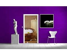 posterdepot Türtapete Türposter Stillleben - Kerzen und Blumenblüten in Holzschale - Größe 93 x 205 cm, 1 Stück, ktt0749