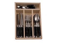 Kom Amsterdam 7150 Tafelbesteck 24-teilig in Besteckkassette Holz laguiole, schwarz