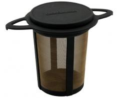 Fackelmann Dauerteefilter, Teesieb mit feinerm Edelstahl-Gewebe, Dauerfilter mit Deckel (Farbe: Schwarz/Silber), Menge: 1 Stück