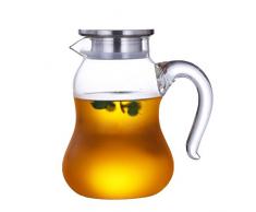 THEE Glas Krug Glaskrug Wasserkrug Saftkrug Kühlschrankkrug Karaffe aus hitzebeständigem Borosilikatglas mit Filter,3#,1500ml