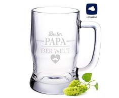 Leonardo Bierkrug mit Gravur - Bester Papa der Welt - Geschenk für Papa ideal als Vatertagsgeschenk 0,5l Bierglas Bierseidel als Geburtstagsgeschenk für Männer