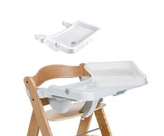 Hauck Alpha Tray, Essbrett mit herausnehmbarem Tablett, kompatibel mit Alpha +, pflegeleicht, leichte Montage, verstellbar, Bechervertiefung und erhöhtem Rand, weiß