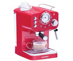 Oursson Kaffeemaschine, 3 Jahre Garantie, 15 Bar Espressomaschine, Espresso-Siebträgermaschine, Milchaufschäumer für Cappuccino und Latte, 1.5L Tank, Rot EM1500/RD