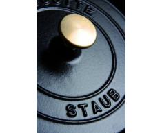 Staub Cocotte/Bräter rund mit Deckel (34 cm, 12,6 L, induktionsgeeignet, mit mattschwarzer Emaillierung im Inneren des Topfes) schwarz