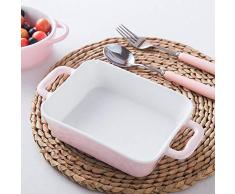 CYGGA Backblech Rechteckig/Oval Auflaufform, Backofen Nach Hause Keramik Binaural KäSereisschale Italienische Lasagne Schale - Pink, Blau