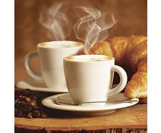 Artland Qualitätsbilder I Glasbilder Deko Glas Bilder 30 x 30 cm Ernährung Genuss Getränke Kaffee Foto Braun A7EZ Dampfender Cappuccino und Croissant