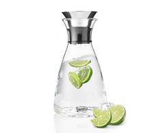 Sweese Karaffen - 1 Liter Wasserkrug Hitzebeständigkeit Wasserkaraffe mit Edelstahl und Silikon Tropf-Freie Lippe, Glaskaraffe Serving Hausgemachte Säfte und Eistee, Wein oder Glas Milchflaschen