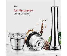 i Cafilas Wiederbefüllbare Nespresso Kaffeekapsel aus Edelstahl zum Nachfüllen - Wiederverwendbare Refill-Kapsel kompatibel mit Nespresso-Maschinen, Tamper+Messlöffel+Pinsel