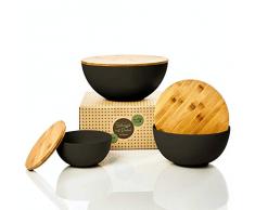 bambuswald© ökologische Salatschüssel mit Deckel aus Bambus in 3-Größen zur Auswahl | Bambusschüssel in 0,9L 1,9L oder 4L - nachhaltige & robuste Kochschüssel für die Küche