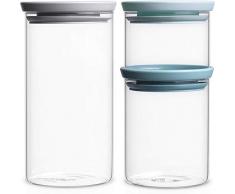Brabantia Vorratsdosen 3er Set mit Deckel (1 x mint 0.3 L, 1 x petrol 0.6 L, 1 x grau 1.1 L)