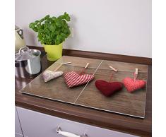 BANJADO Herdabdeckplatte aus Glas / Herdabdeckung zweiteilig je 30x52cm / Spritzschutz für Ceranfeld oder Induktionsherd / Schneidebrett perfekt für die Küche mit Motiv Herzen