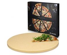 Navaris Pizzastein XL für Backofen Grill aus Cordierit - Pizza Stein Ofen Brot Backen Flammkuchen - Gasgrill Holz-Kohle Herd Teller rund Ø 30,5cm