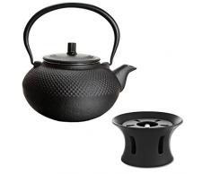 Gusseisen Teekanne & Stövchen Guss 1,5L Asia Japan Style Teesieb Tee Kanne