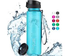720°DGREE Trinkflasche “uberBottle“ crystalClear +Sieb - 650 ml - BPA-Frei - Auslaufsichere Wasserflasche für Kinder, Schule, Uni, Sport, Gym, Fitness - Sportflasche aus Tritan - Leicht, Bruchsicher