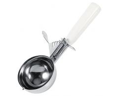 Küchen Eisball Löffel Edelstahl Frucht Kuchen Nachtisch Eiscreme Schaufel Plätzchen Melonen Löffel weiche Silikon Handgriffe Auslöser Freigabe Esslöffel Spülmaschine sichere Geräte Zusätze(8CM)