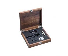 WMF Baric Sommelier Weinset, 3-teilig, Korkenzieher, Folienschneider, Flaschenverschluss, in Walnussholzbox, schwarz