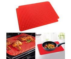 Veraing Silikon Backmatte Lebensmittelecht Noppen Dauerbackfolie Spülmaschinenfest BPA-frei （2 Stück）