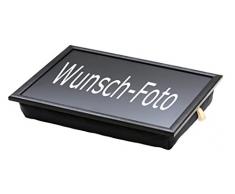 Andrews Knietablett mit eigenen Fotos/Stoff und Rahmen schwarz