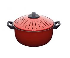 Kitchencraft World of Flavours Nudeltopf mit Sieb, 4 Liter (7 Pints) -Rot, Edelstahl, 32.5 x 32.5 x 20 cm