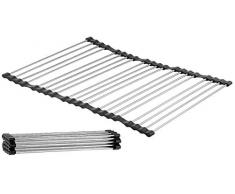 Rosenstein & Söhne Abtropfgitter: Faltbare XXL-Edelstahl Abtropf-Auflage für Spülbecken, 55x45cm (Abtropfgitter faltbar)