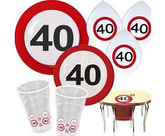 10 Becher * 40. GEBURTSTAG * mit Verkehrsschild-Design // Set Cups Plastikbecher Partybecher Jubiläum Vierzig Einweg