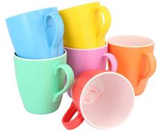 com-four® 6x [!!!B-Ware!!!] Trinkbecher mit Henkel - Kunststoff-Tasse aus Melamin - Multifunktionsbecher in verschiedenen Farben - bruchfest (06 Stück - Tasse)