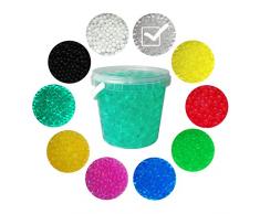 Trendfinding 1 Liter Eimer aus Kunststoff mit Deckel Deko Hydro Wasser Perlen Kugeln künstliche Blumenerde Aquaperls Aqualinos zum Dekorieren (Kristall_XL)