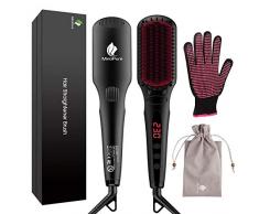 MiroPure 2-in-1 Ionisches Haarglätter Bürste mit MCH-Technologie, Haarbürste mit hitzebeständigen Handschuhen und Temperatursperre, 16 Temperatureinstellungen, Dualspannung