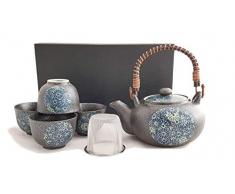 Original japanisches Teeservice KIKUMON Japan Teeset Porzellan in Geschenkbox Kanne 600 ml