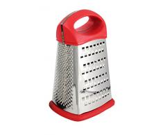 VIERKANTREIBE 20cm Edelstahl Gemüsereibe Multireibe Turmreibe Reibe 2-Varianten 36 (Rot)